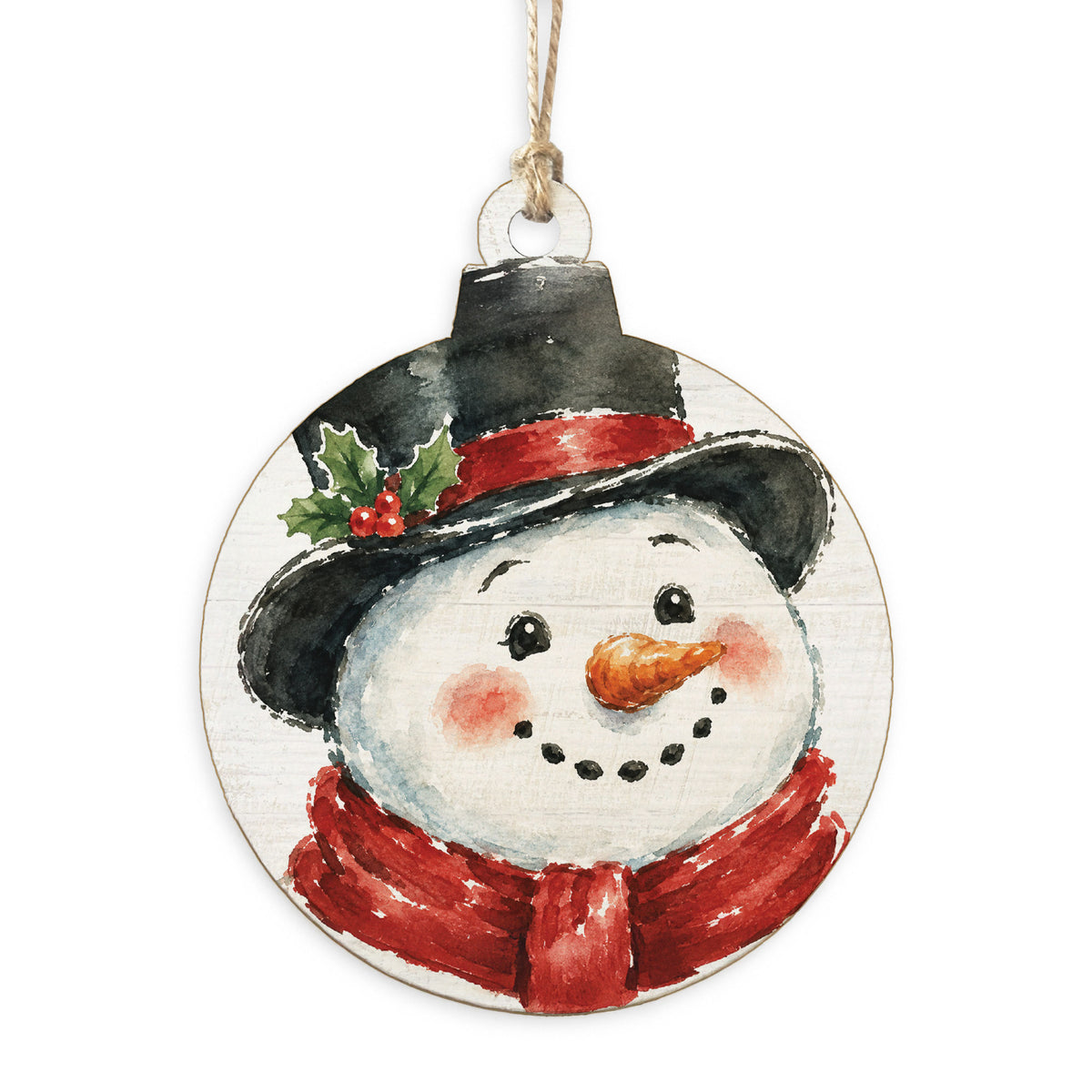 Rustic Marlin vintage snowman face ornament featuring a retro holiday illustration, available at Be Charmed