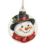 Rustic Marlin vintage snowman face ornament featuring a retro holiday illustration, available at Be Charmed