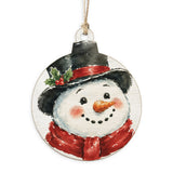 Rustic Marlin vintage snowman face ornament featuring a retro holiday illustration, available at Be Charmed