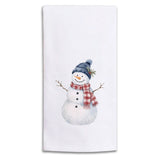 Rustic Marlin snowman tea towel featuring a festive winter illustration, available at Be Charmed