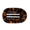 Medium Teleties flat round clip in tortoise pattern featuring a sleek geometric design, available at Be Charmed