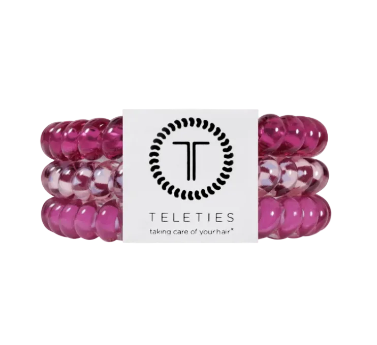 Small Teleties hair ties Merlot After Midnight featuring a deep burgundy spiral design, available at Be Charmed