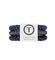 Three Teleties hair stretch bands in navy blue and clear patterned material, wrapped around a white paper band with the Teleties logo and name. Avaialbe at Be Chamred