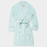 A mint UGG brand robe with a tie belt, displayed on a white background. Available at Be Charmed
