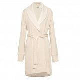 A beige UGG brand robe with a tie belt, displayed on a white background. Available at Be Charmed