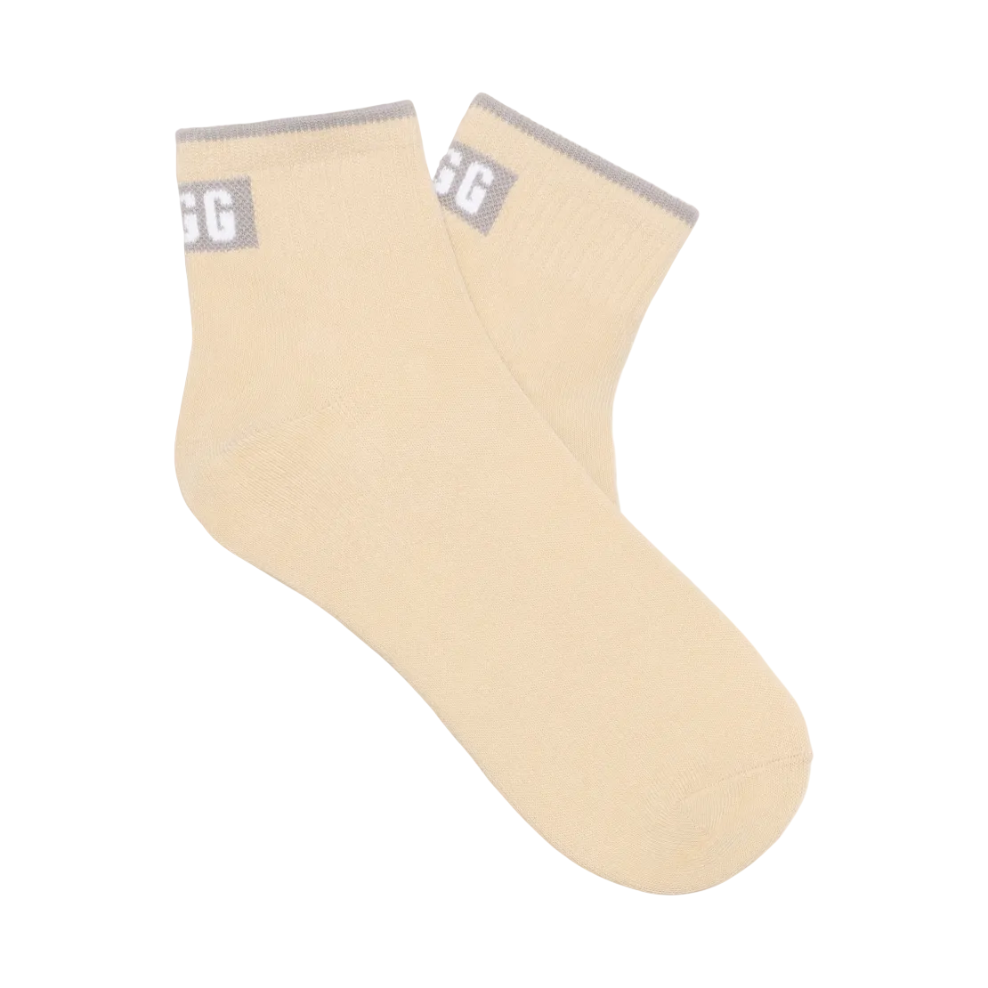 A pair of sea/salt ceramic UGG Polly ankle socks with gray detailing around the ankle area. Available at Be Charmed