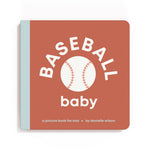 Book titled 'Baseball Baby' with a baseball graphic on a red background. Available at Be Charmed