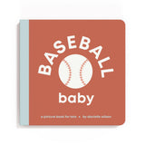 Book titled 'Baseball Baby' with a baseball graphic on a red background. Available at Be Charmed