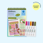 Lifelines Cafe Comforts FlowArt Mini portable meditative art pad with vibrant colorful dot markers available at Be Charmed