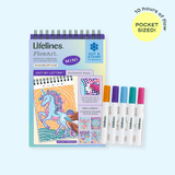 Lifelines Enchanted Magic FlowArt Mini portable meditative art pad with vibrant colorful dot markers available at Be Charmed