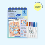 Lifelines pocket positivity FlowArt Mini portable meditative art pad with vibrant colorful dot markers available at Be Charmed