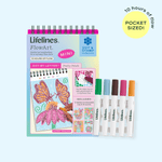 Lifelines Pretty petals FlowArt Mini portable meditative art pad with vibrant colorful dot markers available at Be Charmed