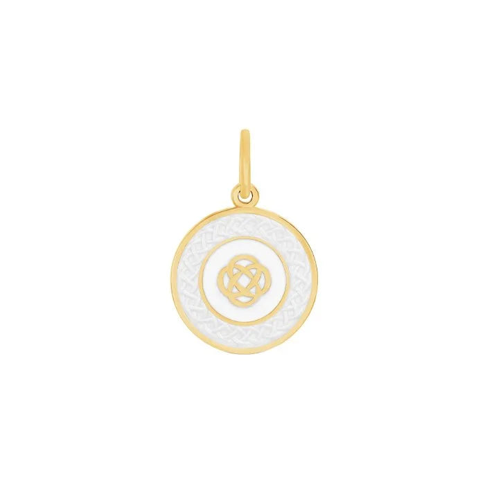 Lola -Small  Family Knot Pendant in Gold in Alpine white available at Be Charmed