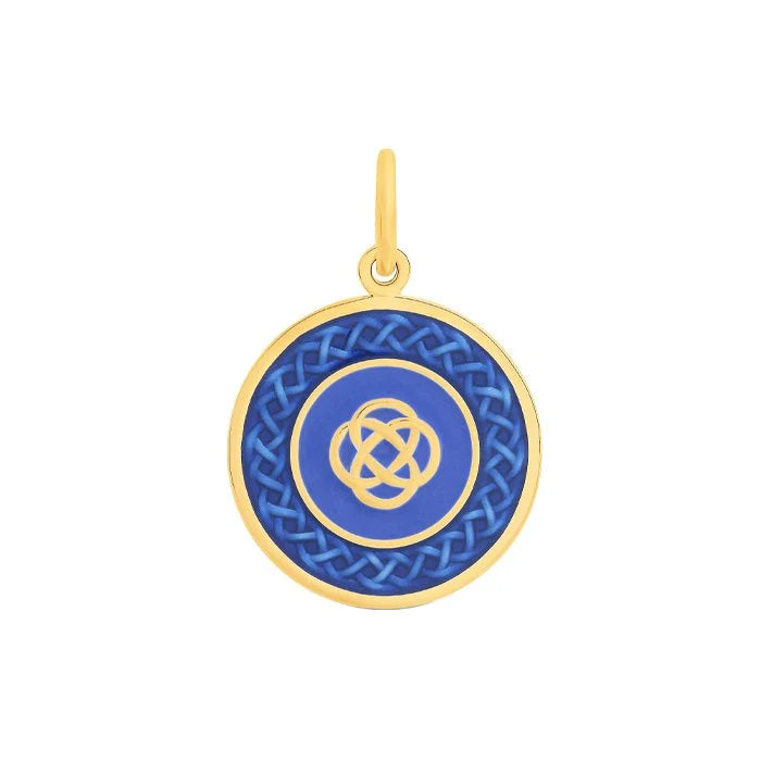 Lola - Medium Family Knot Pendant in Gold in indigo available at Be Charmed