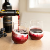 Winter berry Lynn & Liana resin coated wine glass set of two featuring unique epoxy resin handles available at Be Charmed