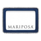 Mariposa beaded 4x6 frame blue featuring a handcrafted recycled aluminum picture frame with blue bead accents available at Be Charmed