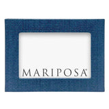 Mariposa faux grasscloth 4x6 frame in indigo featuring a textured woven blue finish available at Be Charmed