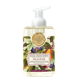 Michel Design Works Fig & Pear foaming hand soap bottle on a white background. Available at Be Charmed