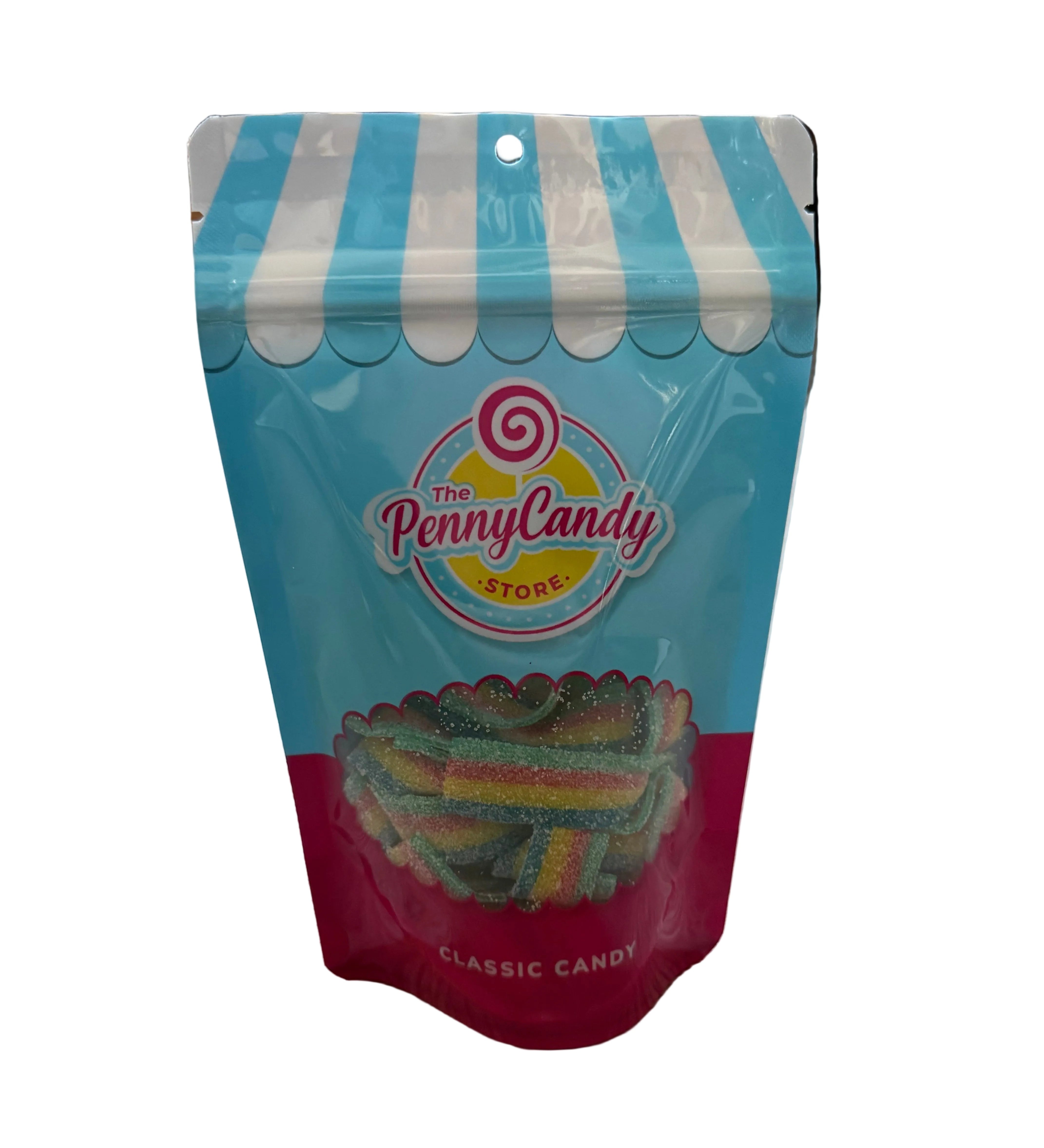 Sour Belts Quattro Penny Candy market bags featuring durable canvas tote design available at Be Charmed