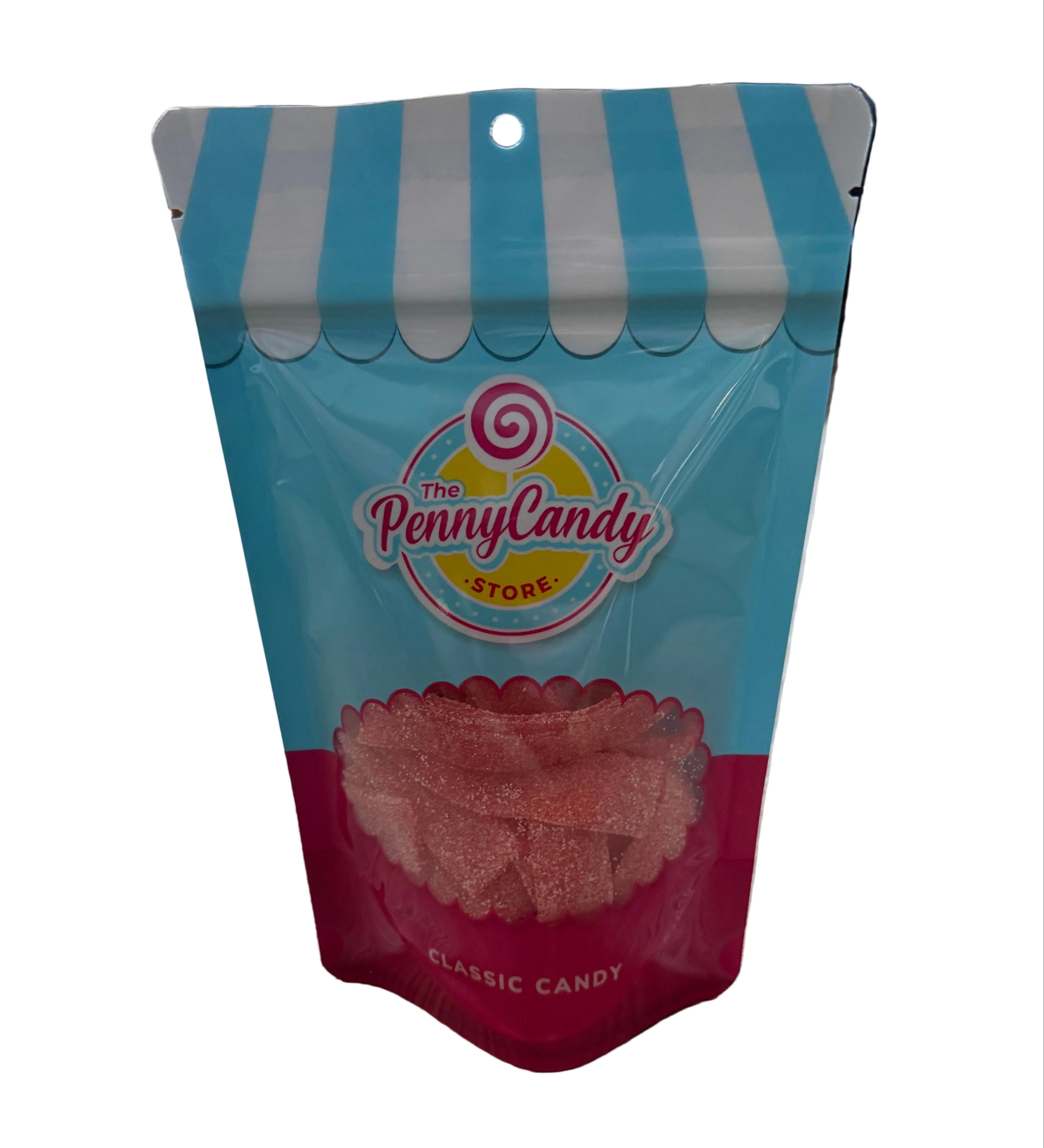 Sour belts strawberry Penny Candy market bags featuring durable canvas tote design available at Be Charmed