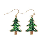 Periwinkle glitter Christmas trees earrings featuring sparkling holiday tree designs available at Be Charmed