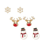 Periwinkle Trio Snowman & Rudolph earrings featuring festive holiday characters available at Be Charmed