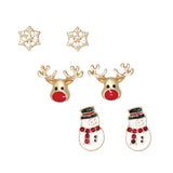 Periwinkle Trio Snowman & Rudolph earrings featuring festive holiday characters available at Be Charmed