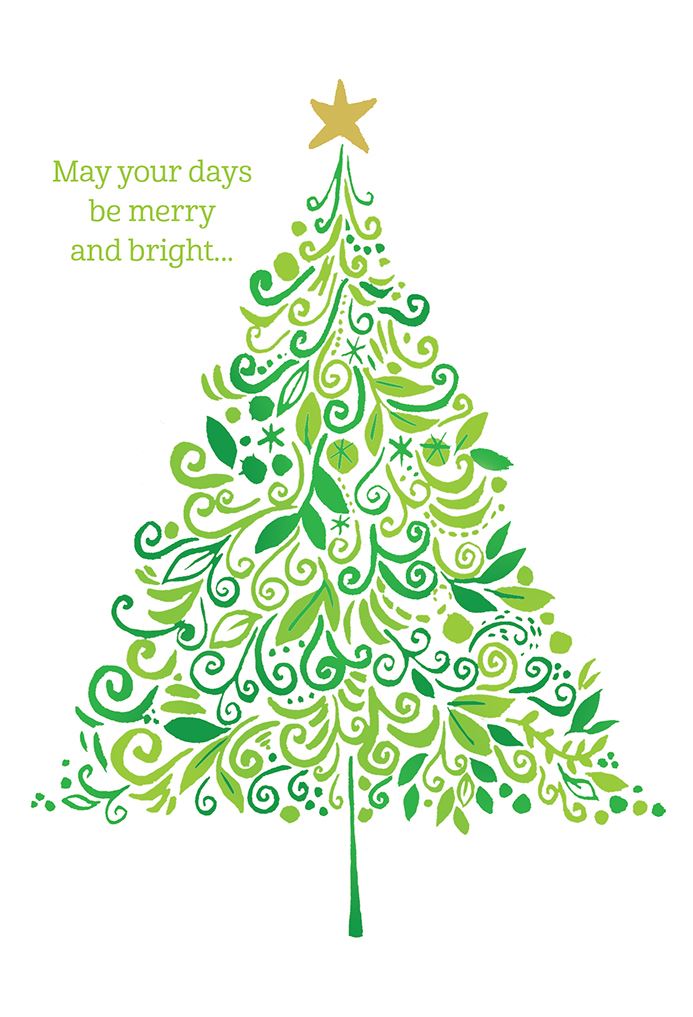 Pictura Christmas Tree Christmas card, festive holiday greeting card featuring a decorated tree available at Be Charmed
