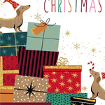 Pictura Merry Christmas Dogs greeting card featuring festive holiday dogs available at Be Charmed
