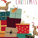 Pictura Merry Christmas Dogs greeting card featuring festive holiday dogs available at Be Charmed