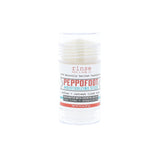 A white stick packaging labeled 'Peppofoot Moisturizing Stick' by Rinse Bath & Body designed for foot care. Available at Be Charmed