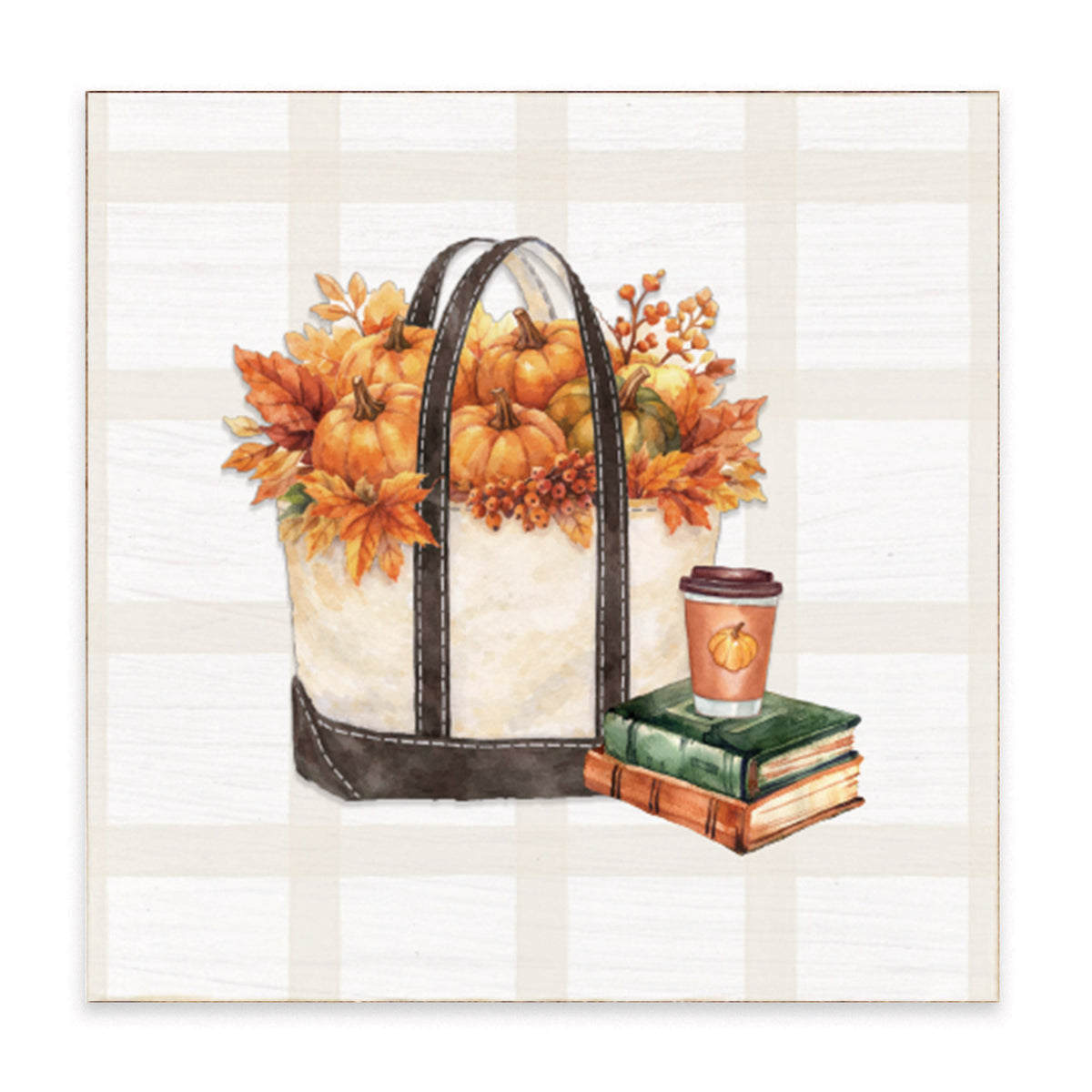 Rustic Marlin 6 x 6 block featuring a Fall Boat Tote design available at Be Charmed