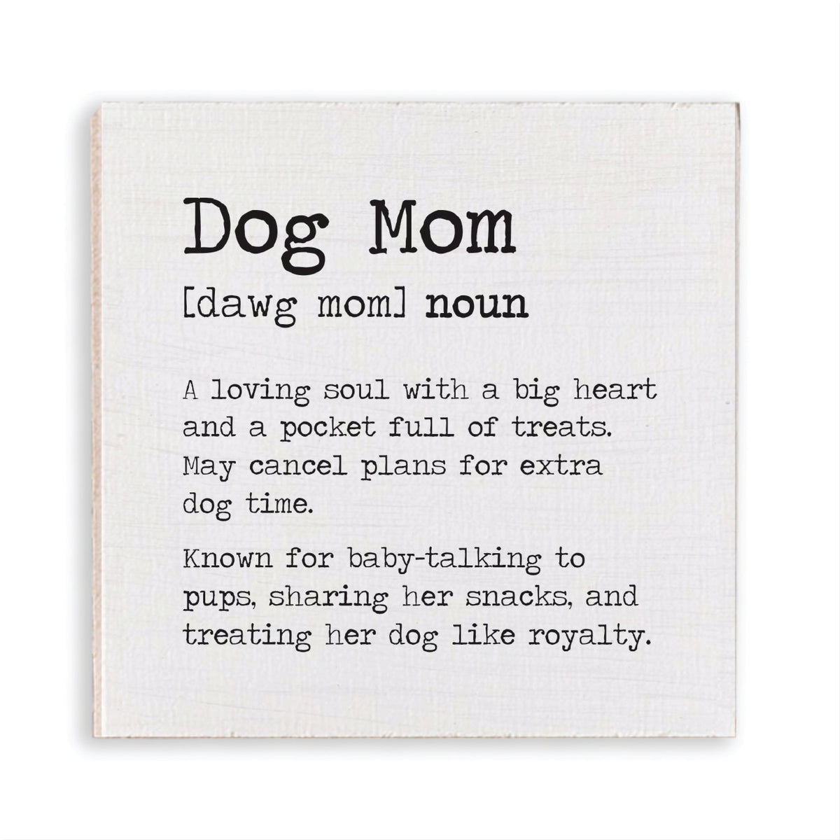 Rustic Marlin Dog Mom magnet featuring a rustic wood design and text, available at Be Charmed