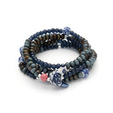 Scout Curated Wears Ceramic Bead Wrap in peace/dove; featuring multi-strand ceramic and metallic bead wrap bracelet available at Be Charmed