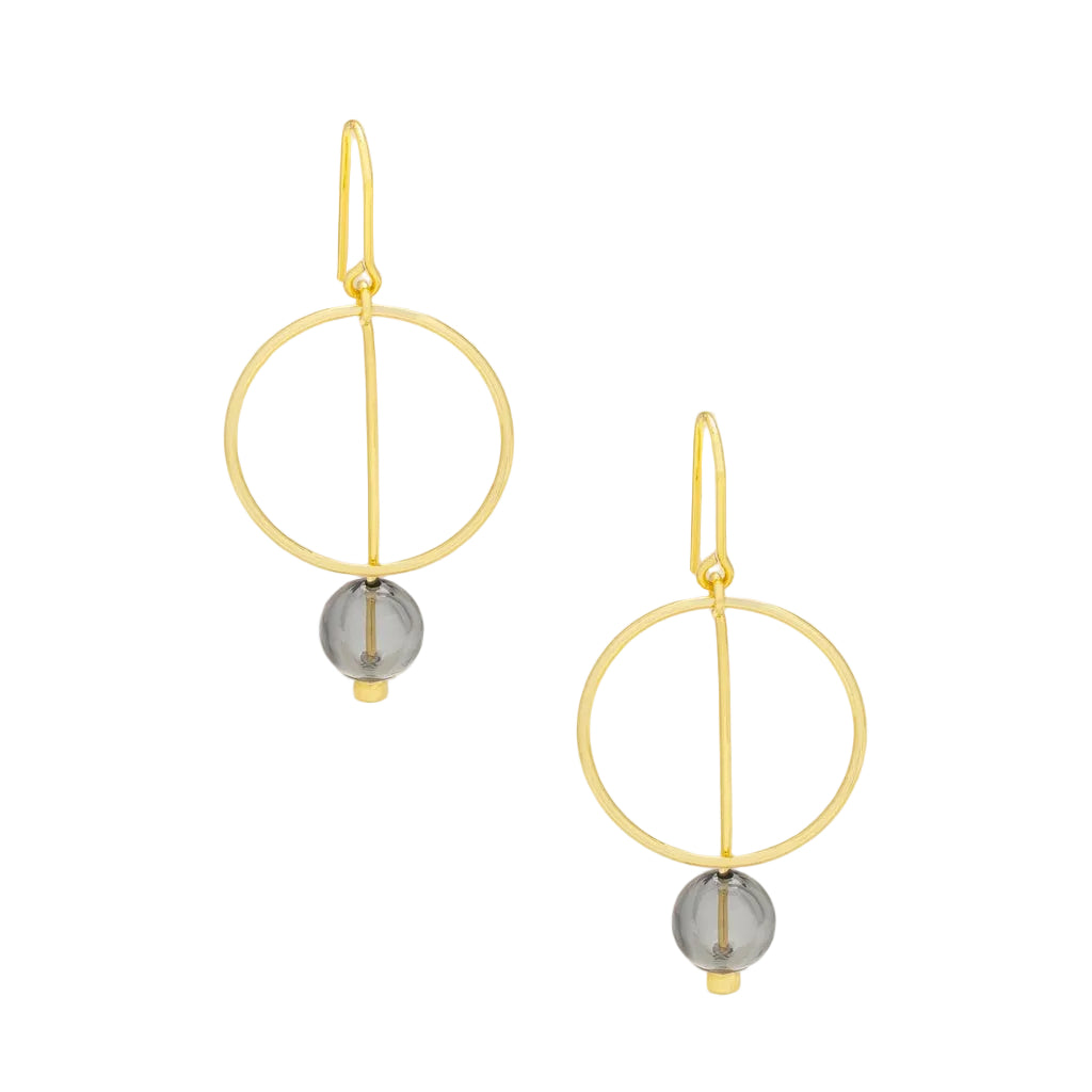 Scout Curated Wears Refined Glass Drop earringsin smoke gold;  featuring elegant glass gemstone charms available at Be Charmed