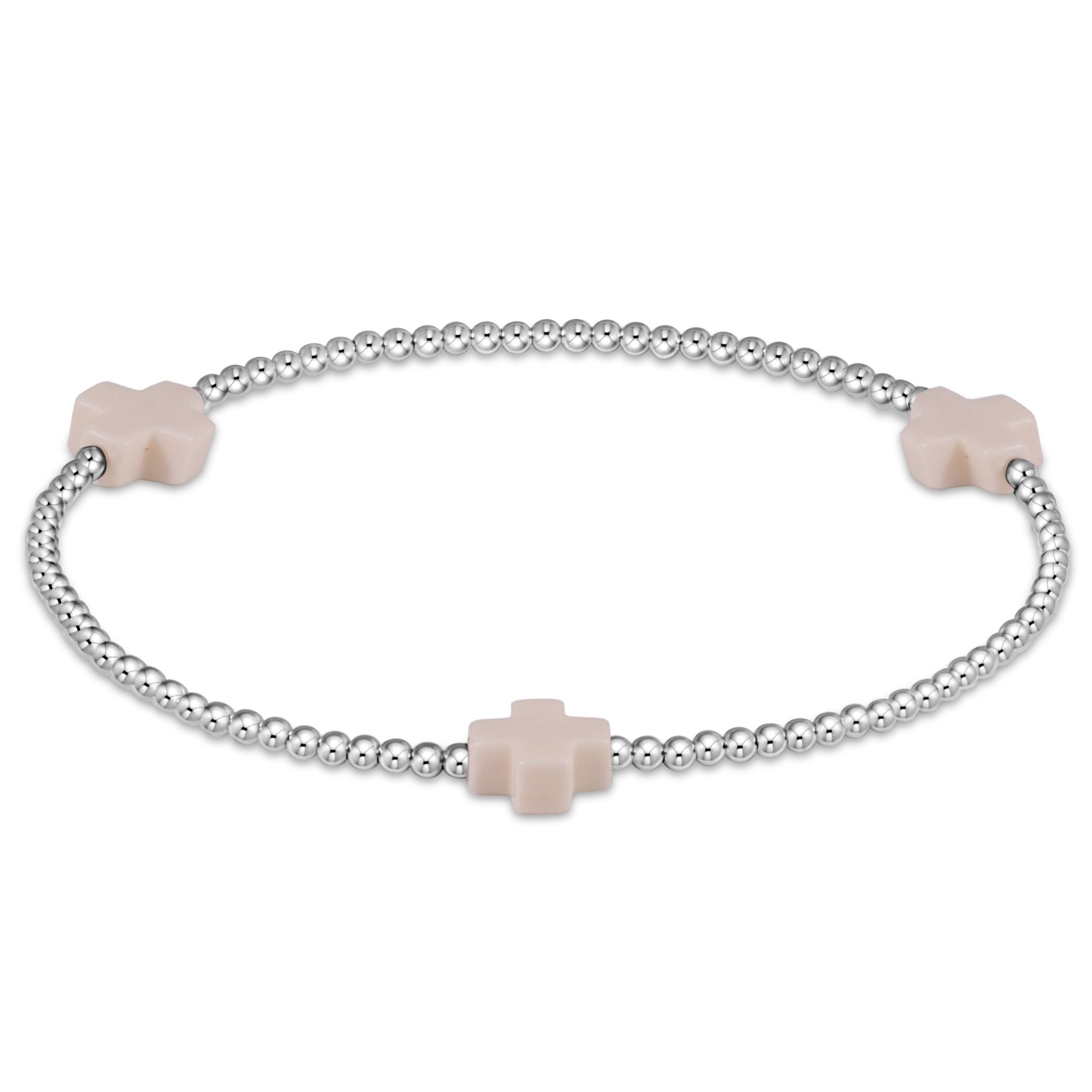 Signature Cross 2mm Sterling Bracelet in off white available at Be Charmed