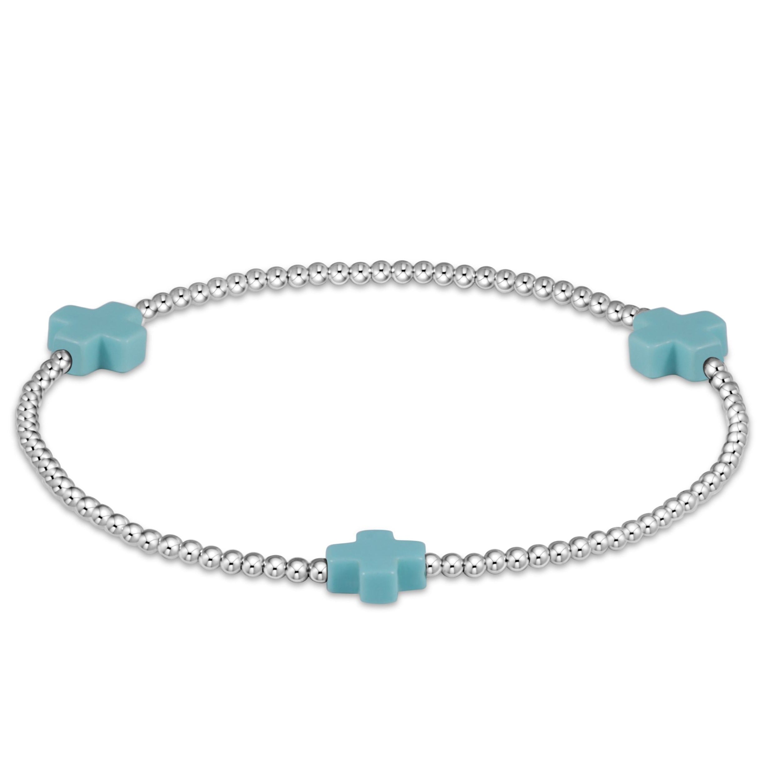 Signature Cross 2mm Sterling Bracelet in turquoise available at Be Charmed