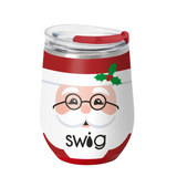 Mr Claus Swig holiday stemless wine cup featuring a festive seasonal pattern available at Be Charmed
