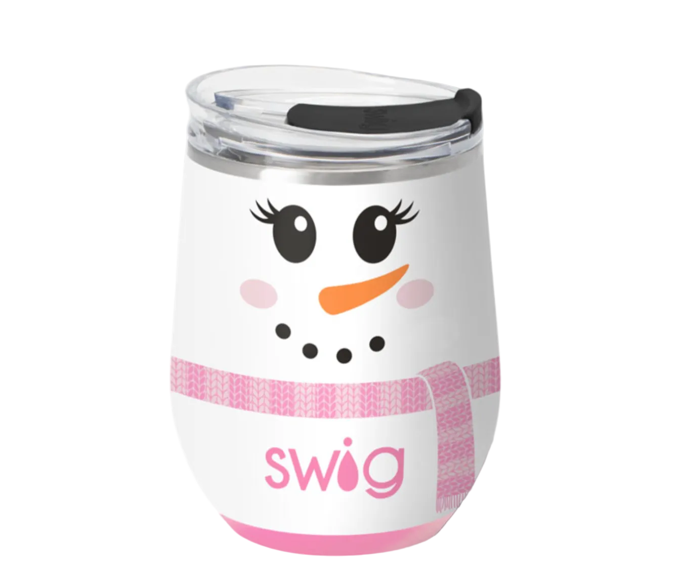 Ms Frost Swig holiday stemless wine cup featuring a festive seasonal pattern available at Be Charmed
