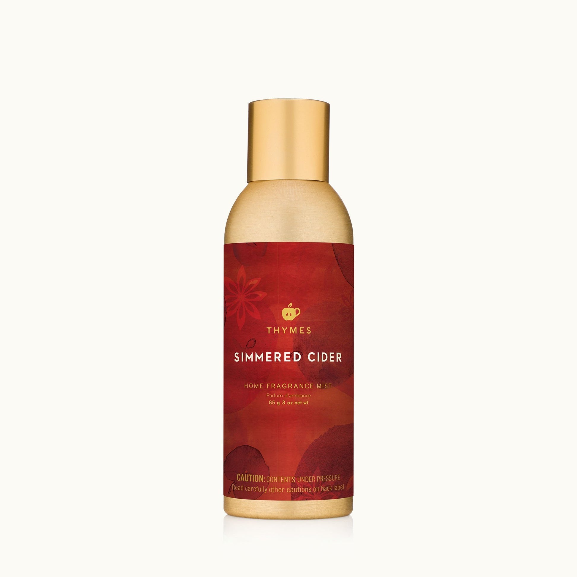 Thymes Simmered Cider home mist on a white background. Available at Be Charmed