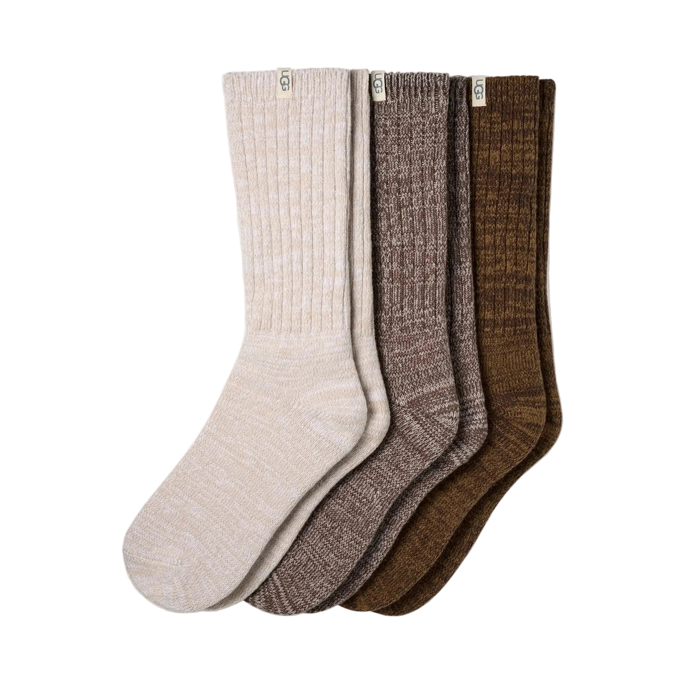 UGG Rib Knit Slouchy Crew 3pk socks featuring a cozy multi-color pack available at Be Charmed