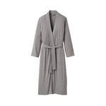 A long-sleeved UGG gray wrap robe with a matching waist tie belt, displayed on a clean, solid off-white background. Available at Be Charmed