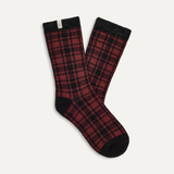 UGG Women's Rib Knit Slouchy Quarter Socks in black buffalo check available at Be Charmed