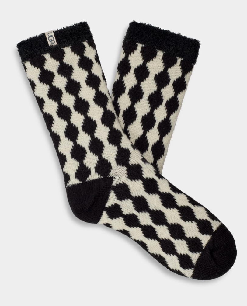 UGG Women's Rib Knit Slouchy Quarter Socks in black/plaster available at Be Charmed.