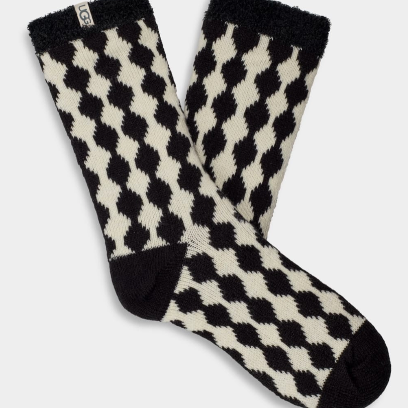 UGG Women's Rib Knit Slouchy Quarter Socks in black/plaster available at Be Charmed.