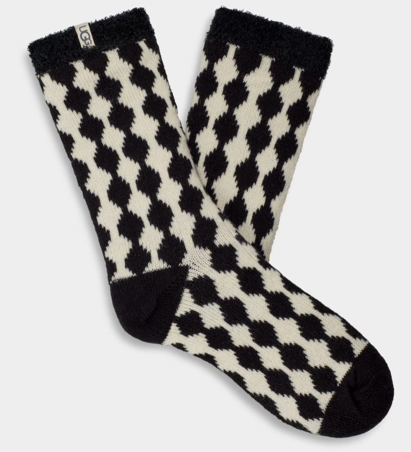 UGG Women's Rib Knit Slouchy Quarter Socks in black/plaster available at Be Charmed.