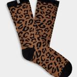 UGG Women's Rib Knit Slouchy Quarter Socks in cedar leopard print available at Be Charmed