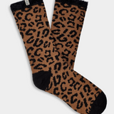 UGG Women's Rib Knit Slouchy Quarter Socks in cedar leopard print available at Be Charmed