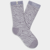 UGG Women's Rib Knit Slouchy Quarter Socks in cloudy gray zebra available at Be Charmed.