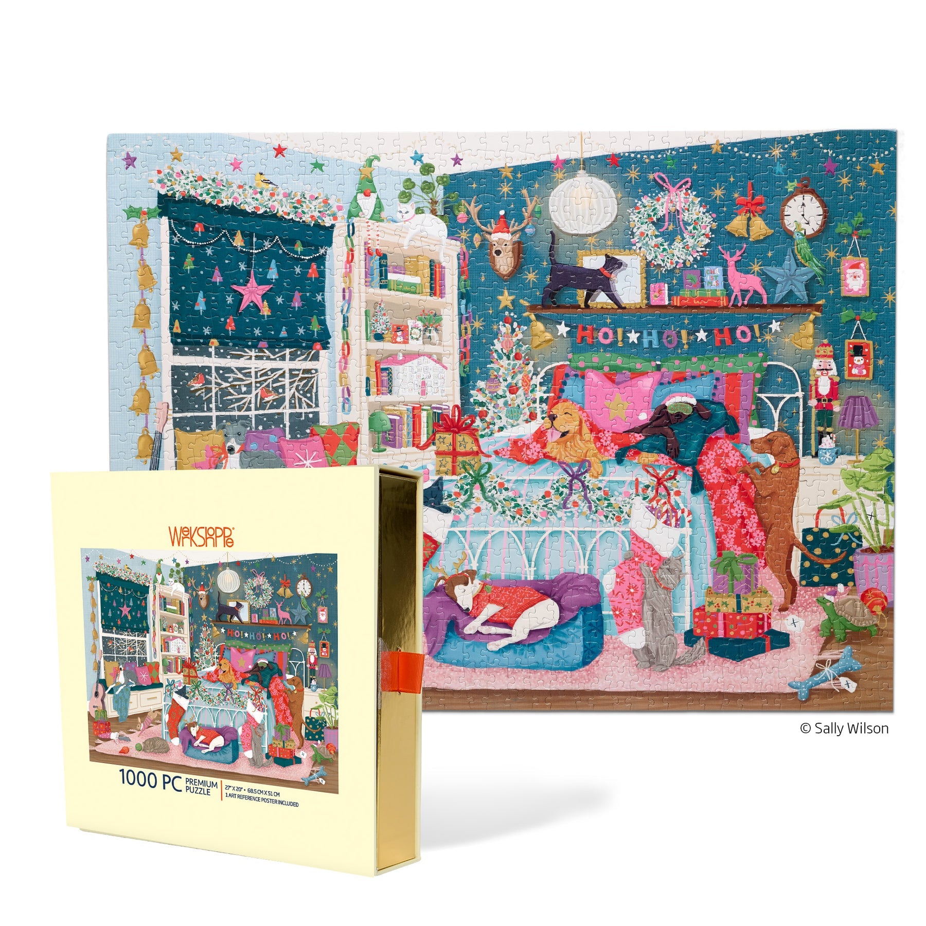 WerkShoppe Christmas Morning 1000 Piece Puzzle featuring a colorful, contemporary art jigsaw design available at Be Charmed